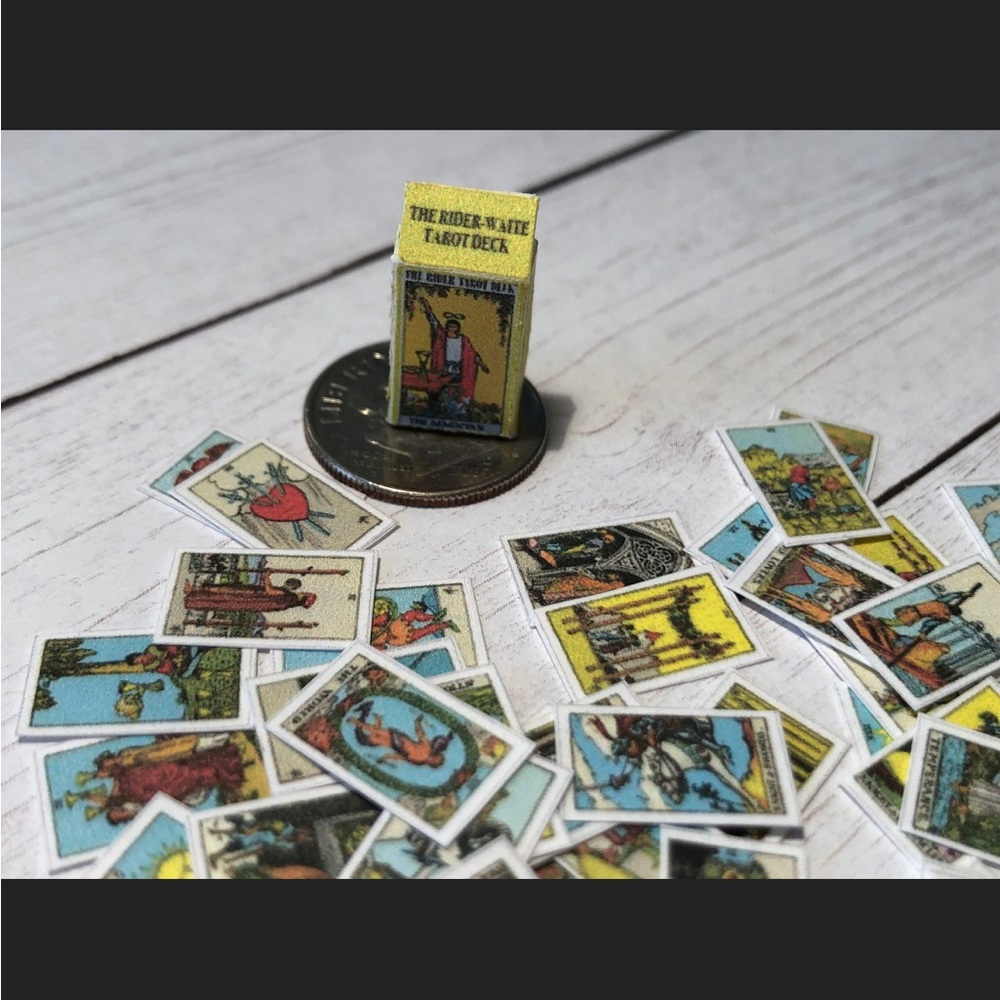 Miniatures tarot card set with box 1:12 scale dollhouse miniature handmade